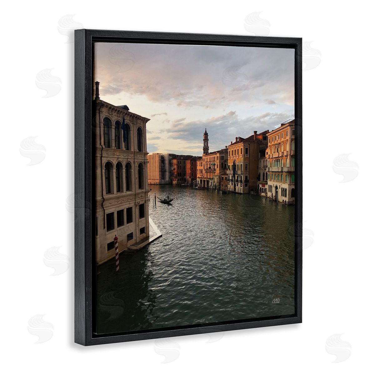 Venice Canal Architecture Black Floating Frame Canvas Wall Art, Home Decor by Max Blakesberg Studios