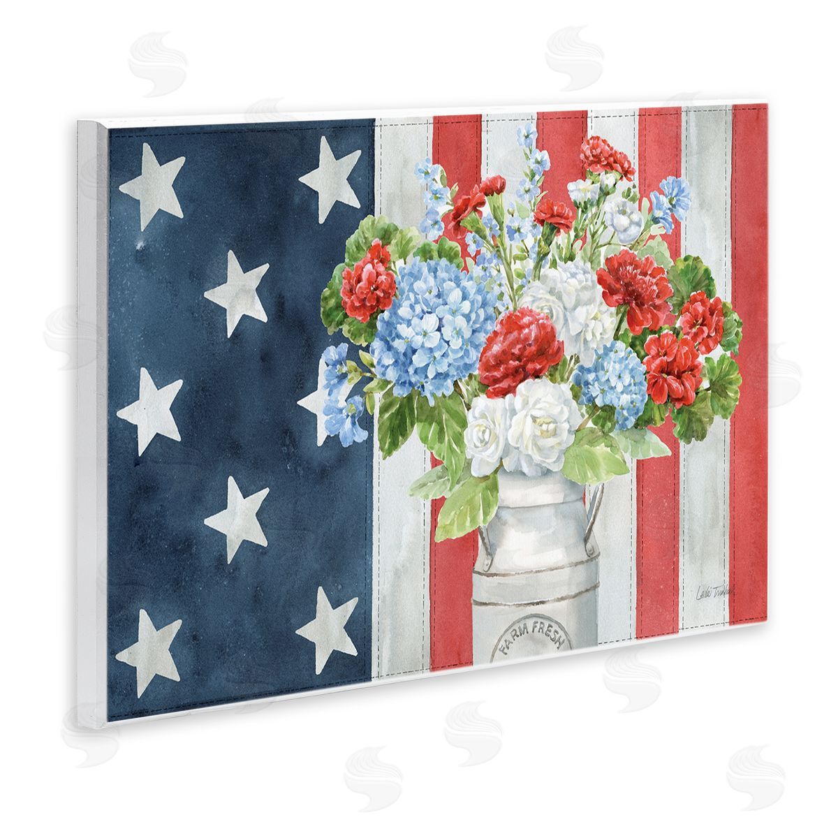 American Flag Bouquet Wood Plaque Wall Art, Home Decor by Leslie Trimbach