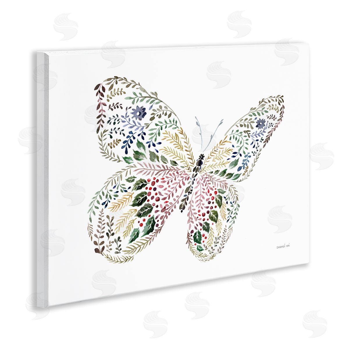 Floral Nature Butterfly Wood Plaque Wall Art, Home Decor by Danhui Nai