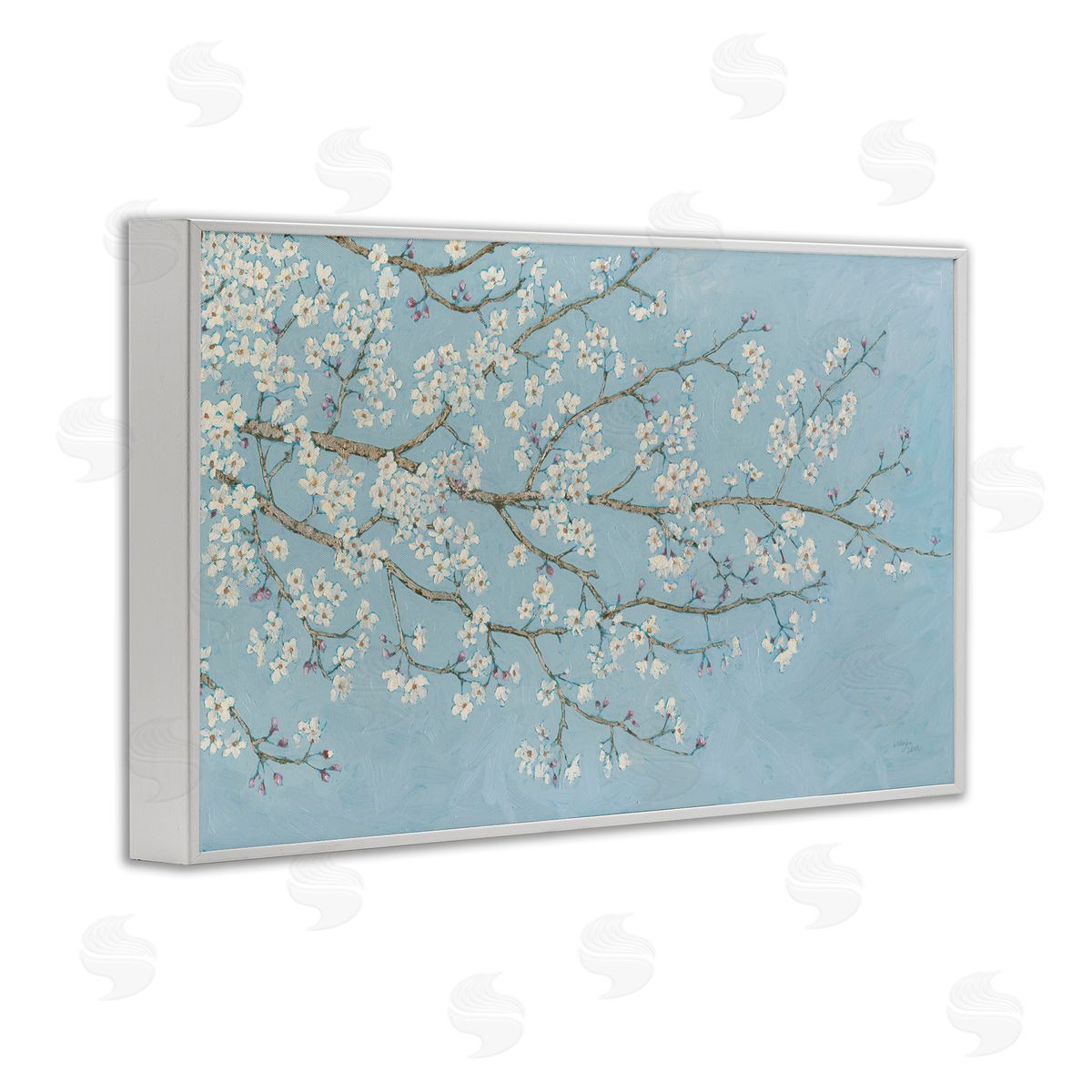 Delicate Apple Blossoms White Frame Print Wall Art, Home Decor by Wellington Studio