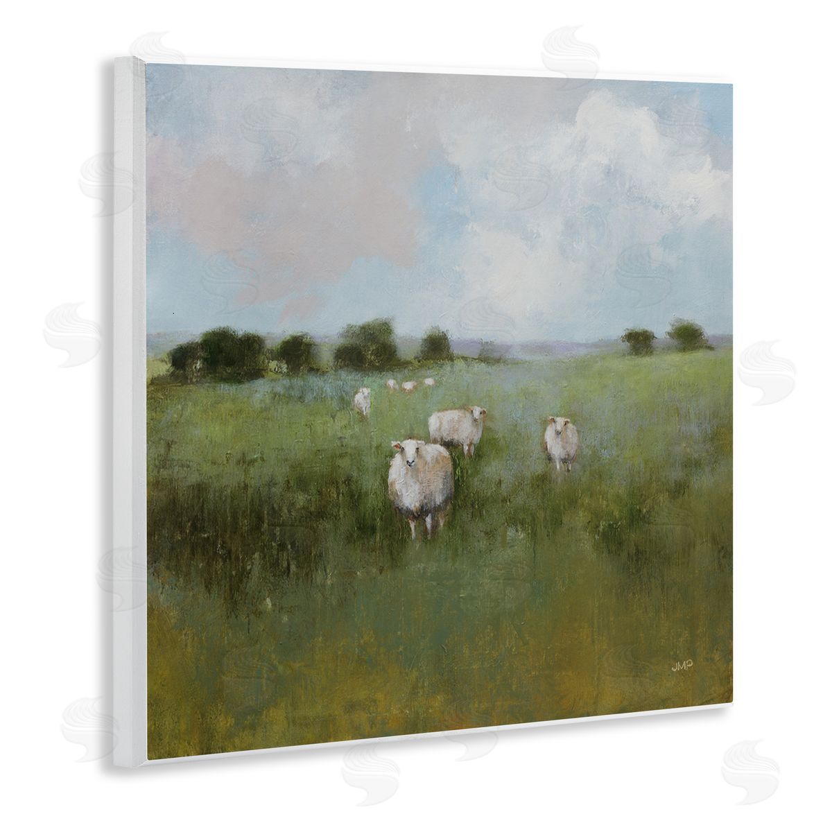 Quiet Pasture with Sheep Wood Plaque Wall Art, Home Decor by Julia Purinton