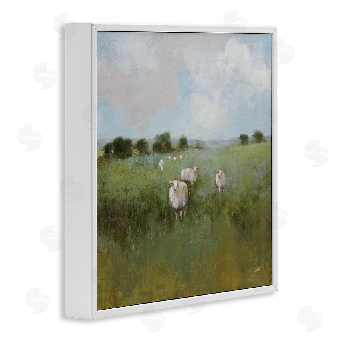 Quiet Pasture with Sheep White Frame Print Wall Art, Home Decor by Julia Purinton