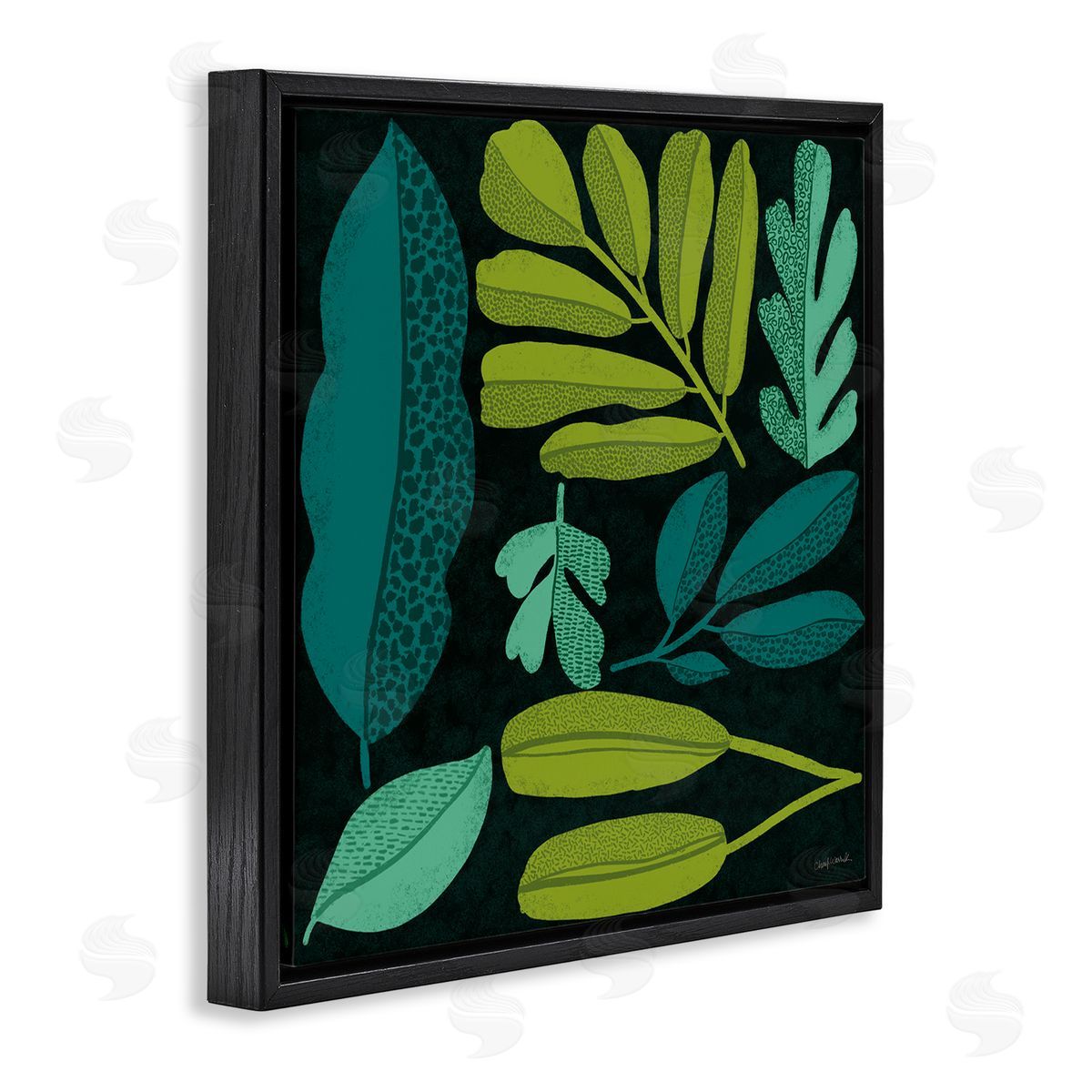 Plant Toss Collage Black Floating Frame Canvas Wall Art, Home Decor by Cheryl Warrick