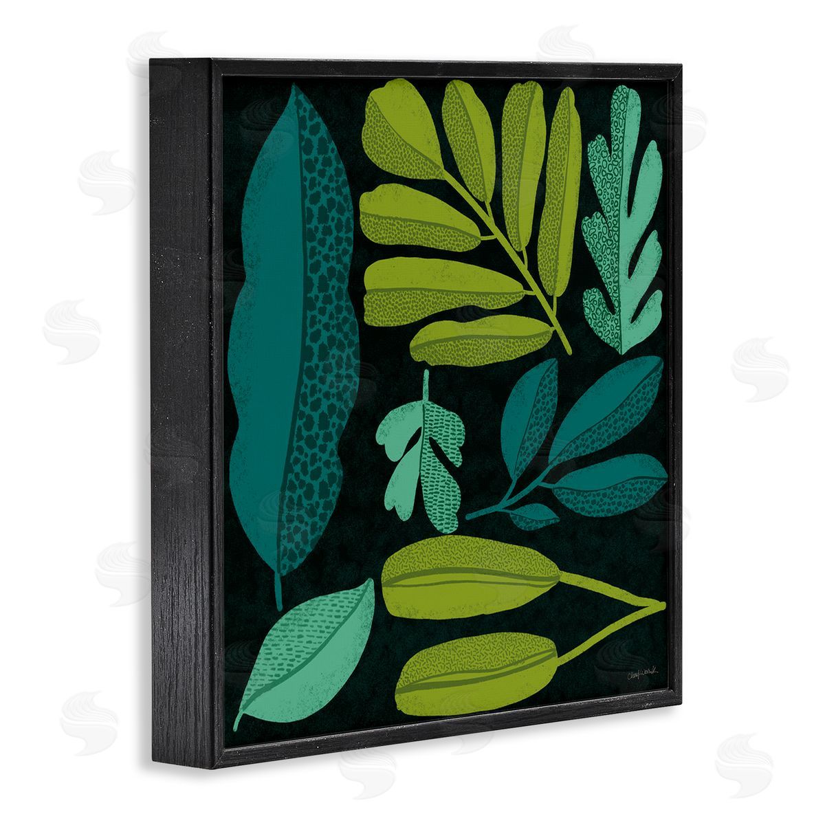 Plant Toss Collage Black Frame Print Wall Art, Home Decor by Cheryl Warrick