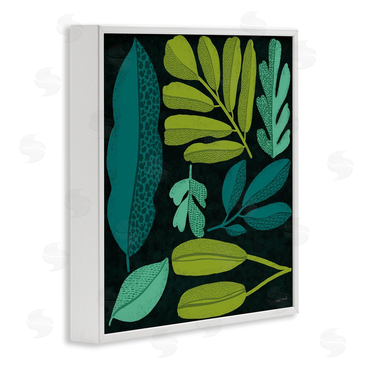 Plant Toss Collage White Frame Print Wall Art, Home Decor by Cheryl Warrick