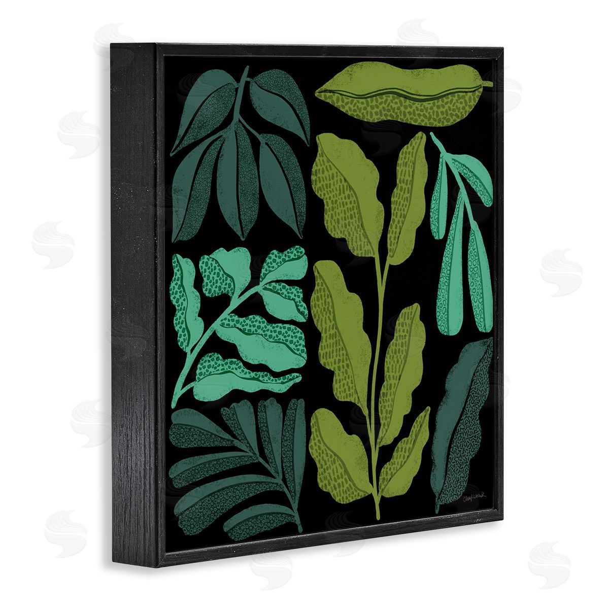 Plant Sprig Collage Black Frame Print Wall Art, Home Decor by Cheryl Warrick