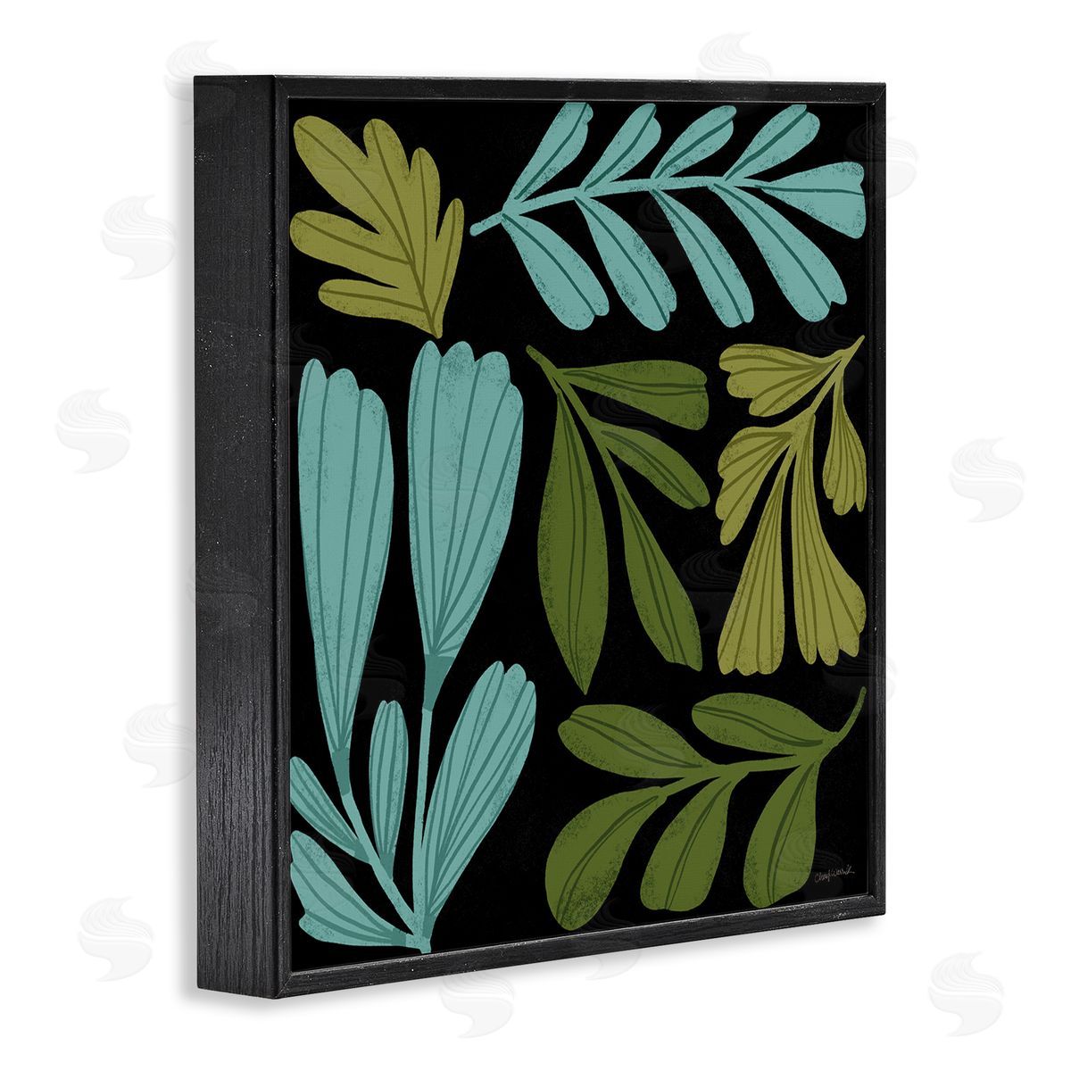 Varied Leaves Collage Black Frame Print Wall Art, Home Decor by Cheryl Warrick