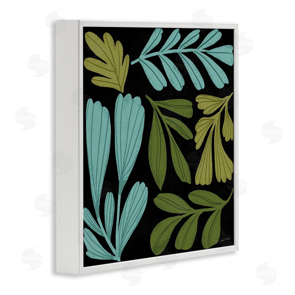 Varied Leaves Collage White Frame Print Wall Art, Home Decor by Cheryl Warrick