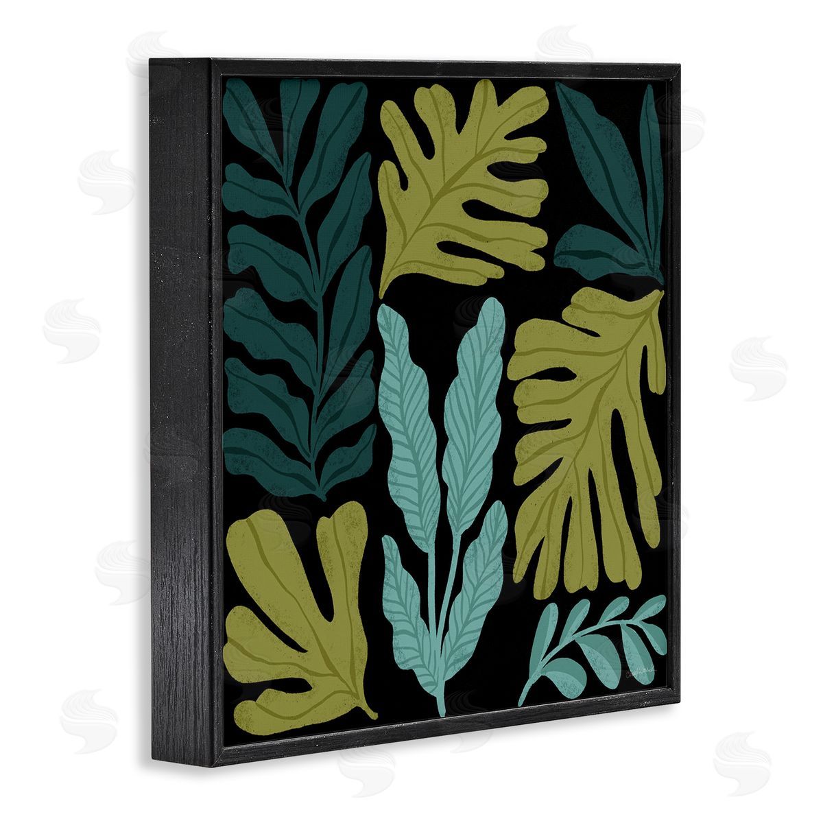 Leaf Sprigs Collage Black Frame Print Wall Art, Home Decor by Cheryl Warrick