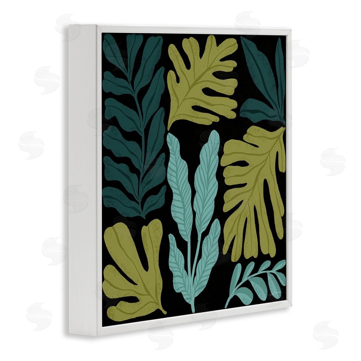 Leaf Sprigs Collage White Frame Print Wall Art, Home Decor by Cheryl Warrick