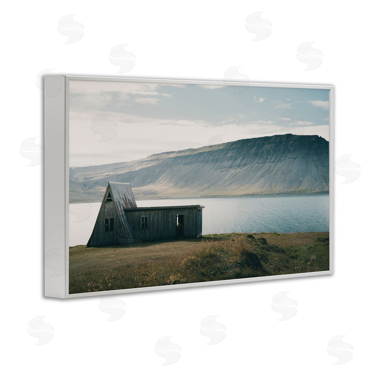 Icelandic Mountain Shore White Frame Print Wall Art, Home Decor by Max Blakesberg Studios