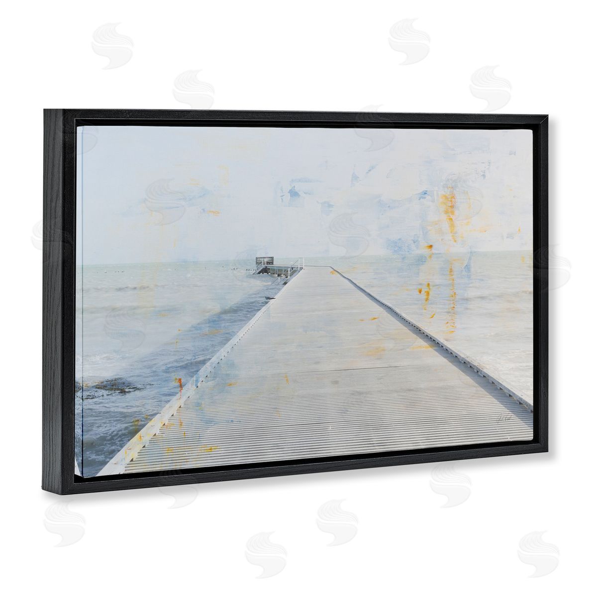 Pier View Distressed Accents Black Floating Frame Canvas Wall Art, Home Decor by Deborah Revell