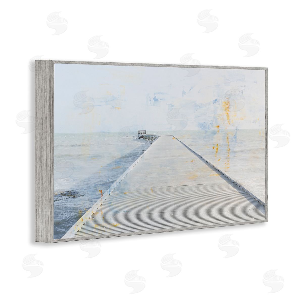 Pier View Distressed Accents Grey Frame Print Wall Art, Home Decor by Deborah Revell