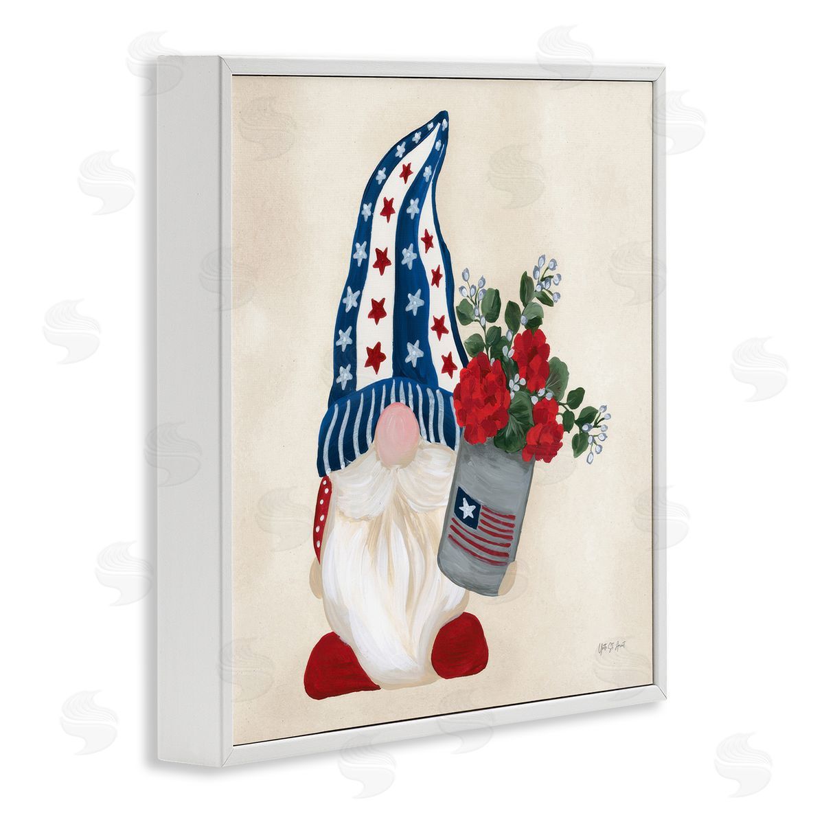 Americana Summer Gnome White Frame Print Wall Art, Home Decor by Yvette St. Amant