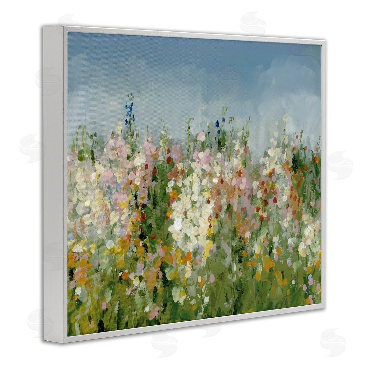 Speckled Tranquil Field White Frame Print Wall Art, Home Decor by Danhui Nai
