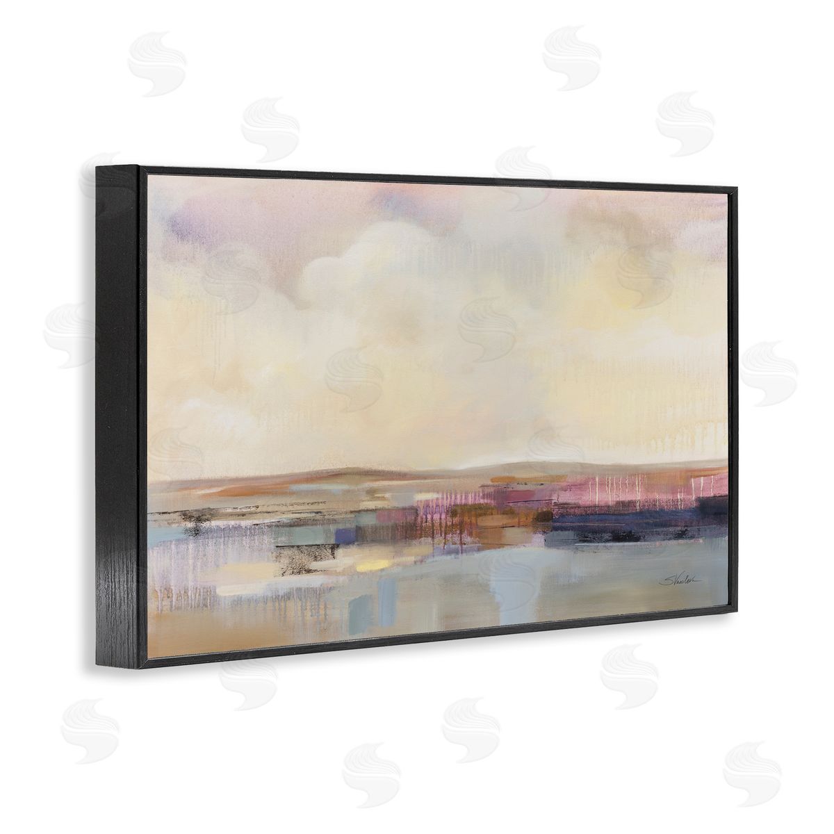 Billowing Clouds Abstraction Black Frame Print Wall Art, Home Decor by Silvia Vassileva