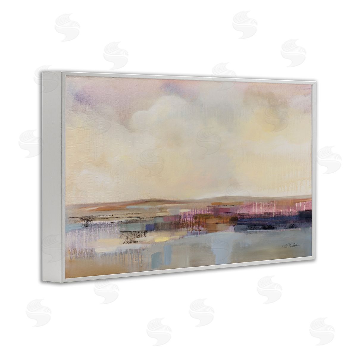 Billowing Clouds Abstraction White Frame Print Wall Art, Home Decor by Silvia Vassileva