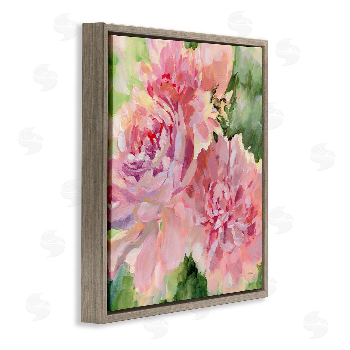 Flared Peony Petals Brown Floating Frame Canvas Wall Art, Home Decor by Katrina Pete