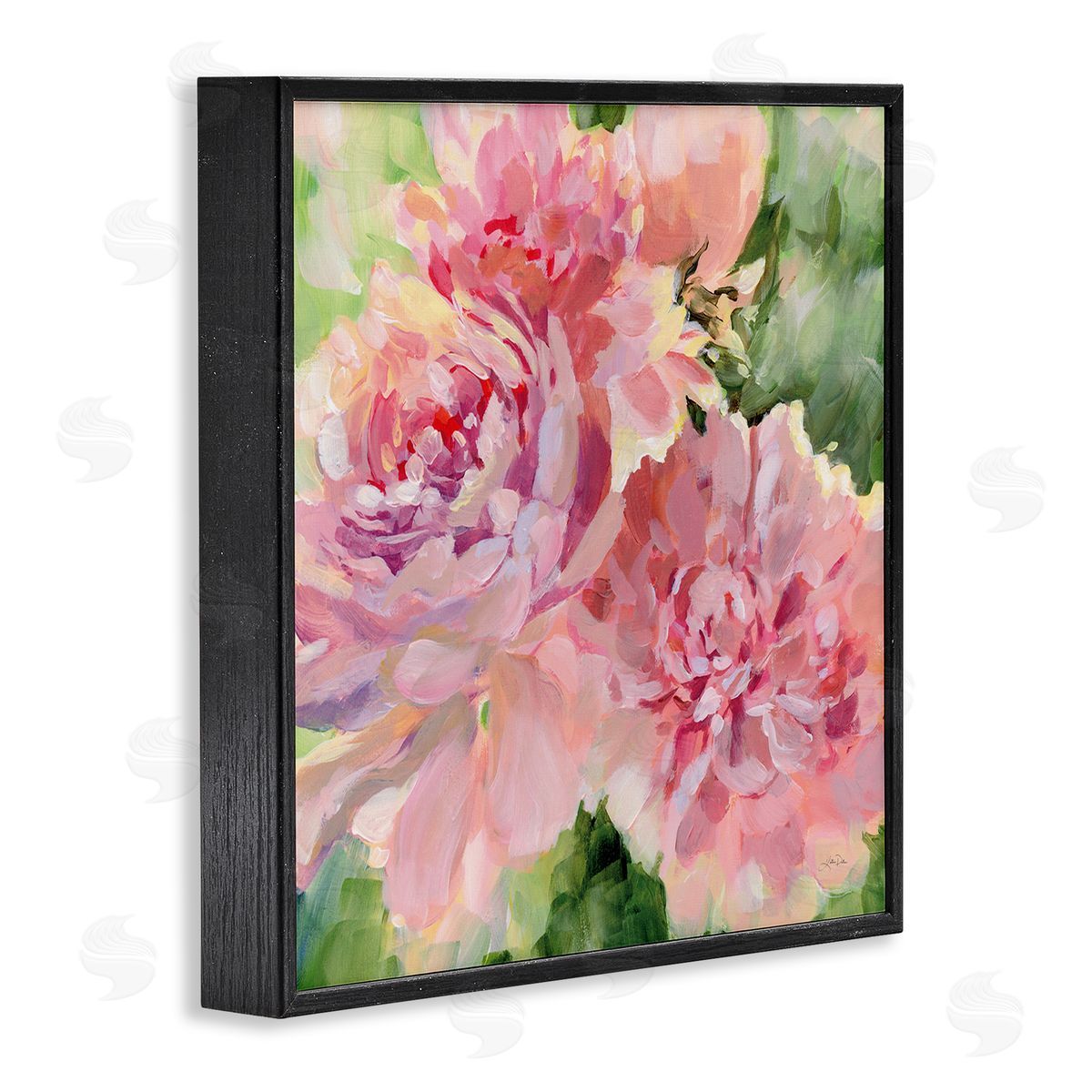 Flared Peony Petals Black Frame Print Wall Art, Home Decor by Katrina Pete