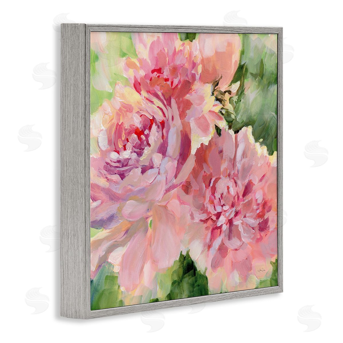 Flared Peony Petals Grey Frame Print Wall Art, Home Decor by Katrina Pete