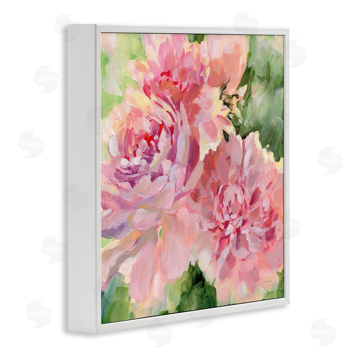Flared Peony Petals White Frame Print Wall Art, Home Decor by Katrina Pete