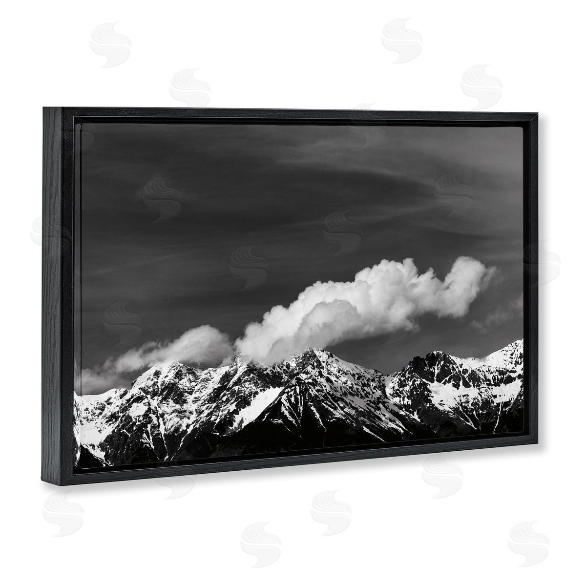 Dolomites with Billowing Clouds Black Floating Frame Canvas Wall Art, Home Decor by Deborah Revell