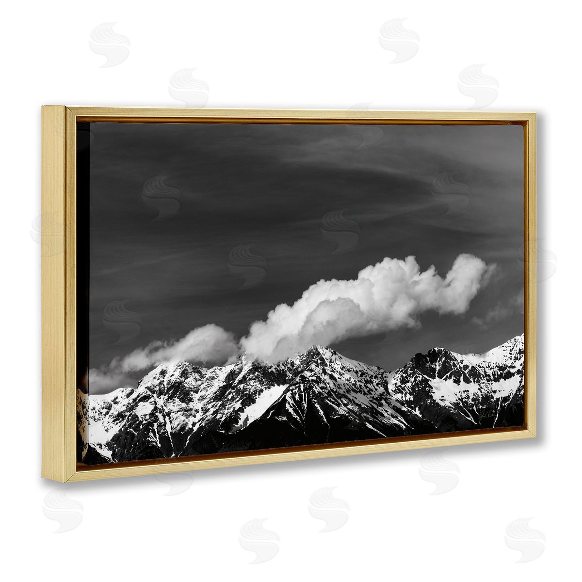 Dolomites with Billowing Clouds Gold Floating Frame Canvas Wall Art, Home Decor by Deborah Revell