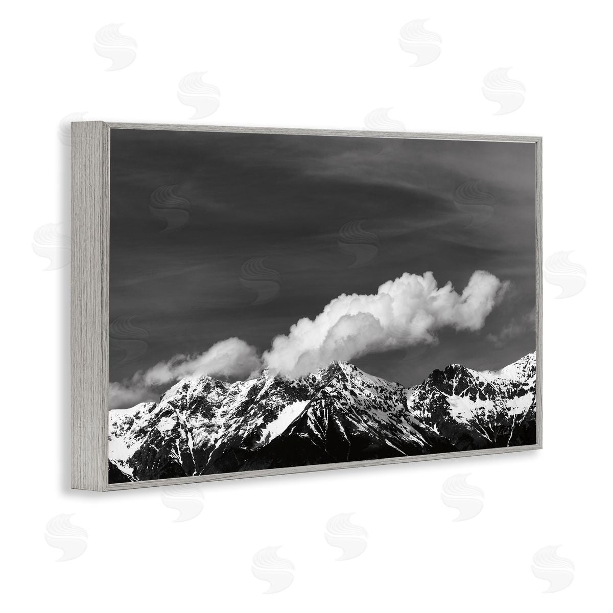 Dolomites with Billowing Clouds Grey Frame Print Wall Art, Home Decor by Deborah Revell