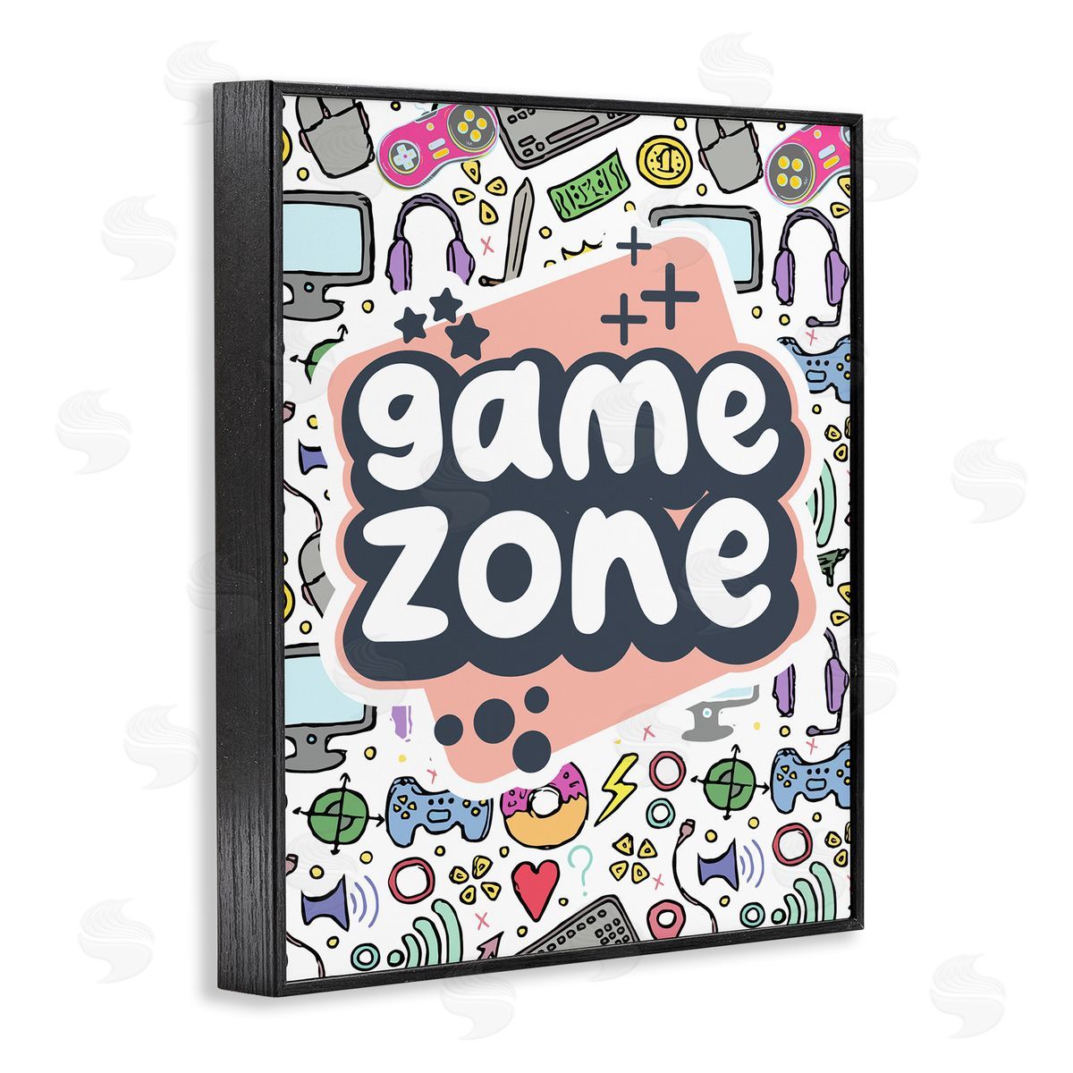 Jesse Keith Peach Game Zone Black Framed Giclee Wall Art Print