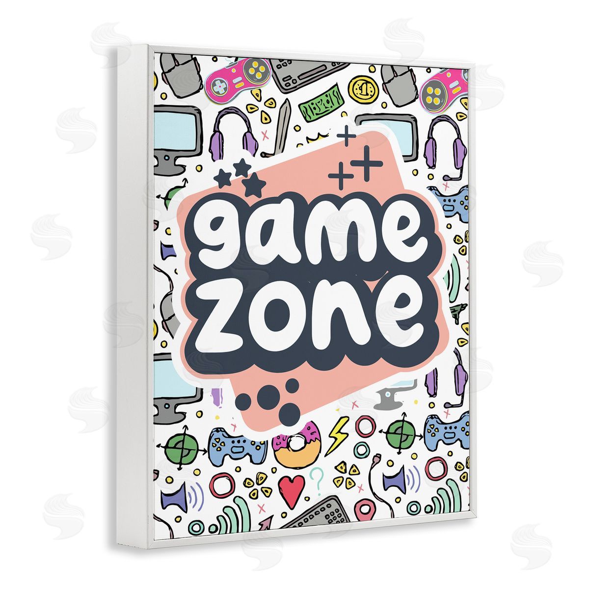 Jesse Keith Peach Game Zone White Framed Giclee Wall Art Print