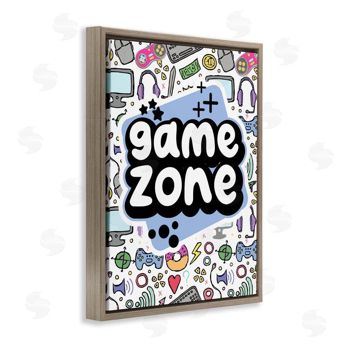 Jesse Keith Blue Game Zone Brown Floating Frame Canvas Wall Art Print