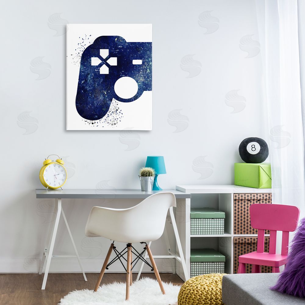 Kim Allen Distressed Controller Outline Canvas Wall Art Print in Room