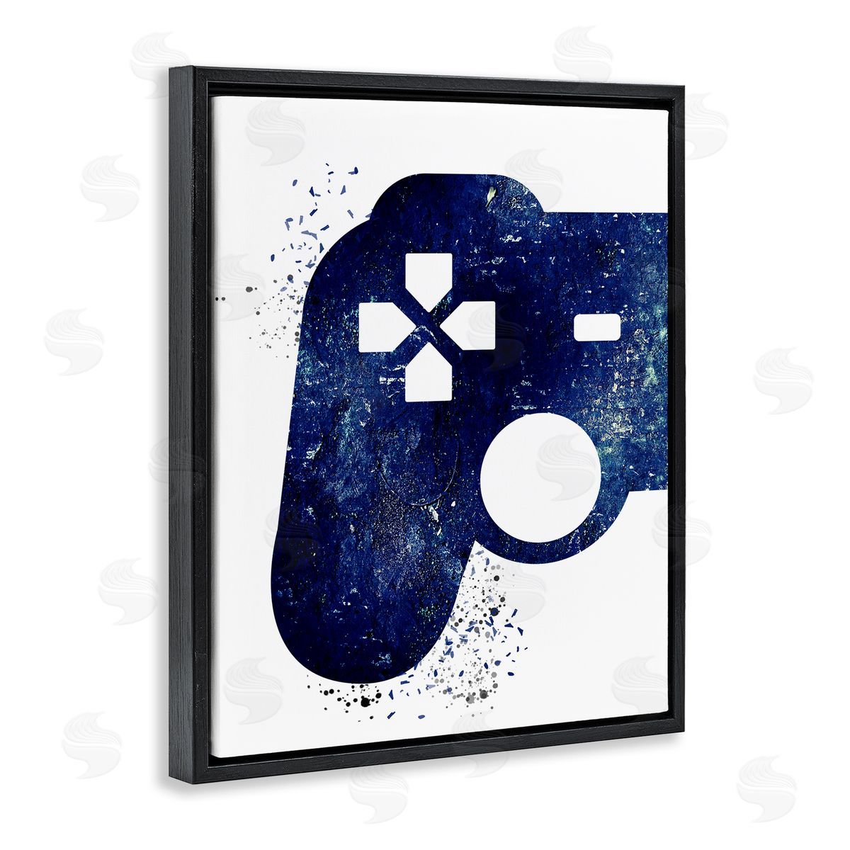 Kim Allen Distressed Controller Outline Black Floating Frame Canvas Wall Art Print