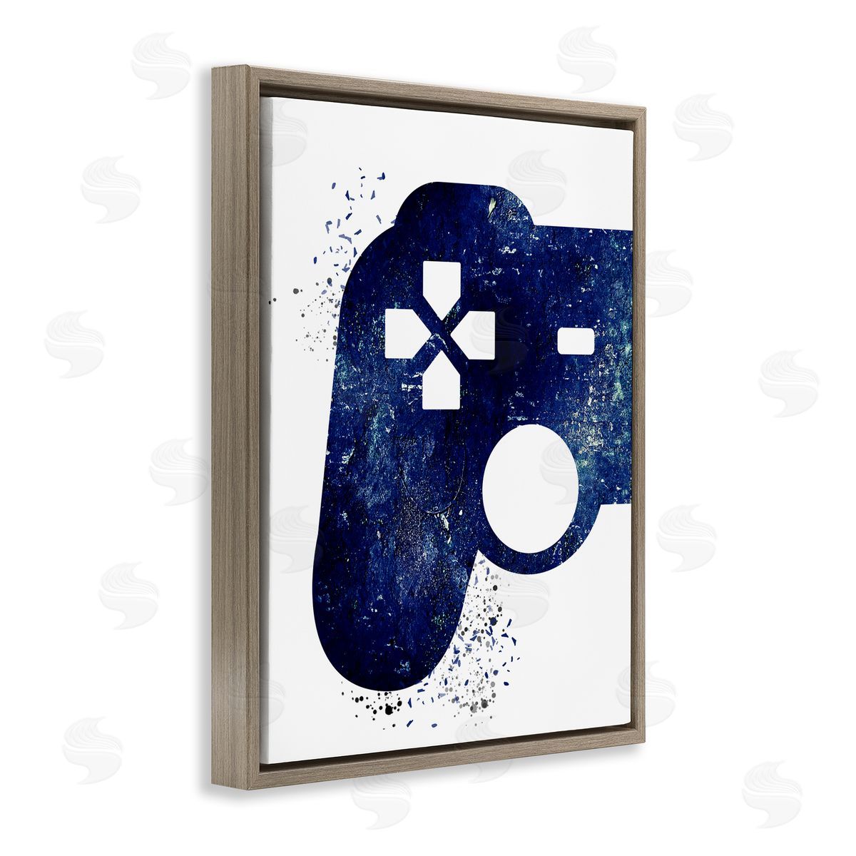 Kim Allen Distressed Controller Outline Brown Floating Frame Canvas Wall Art Print