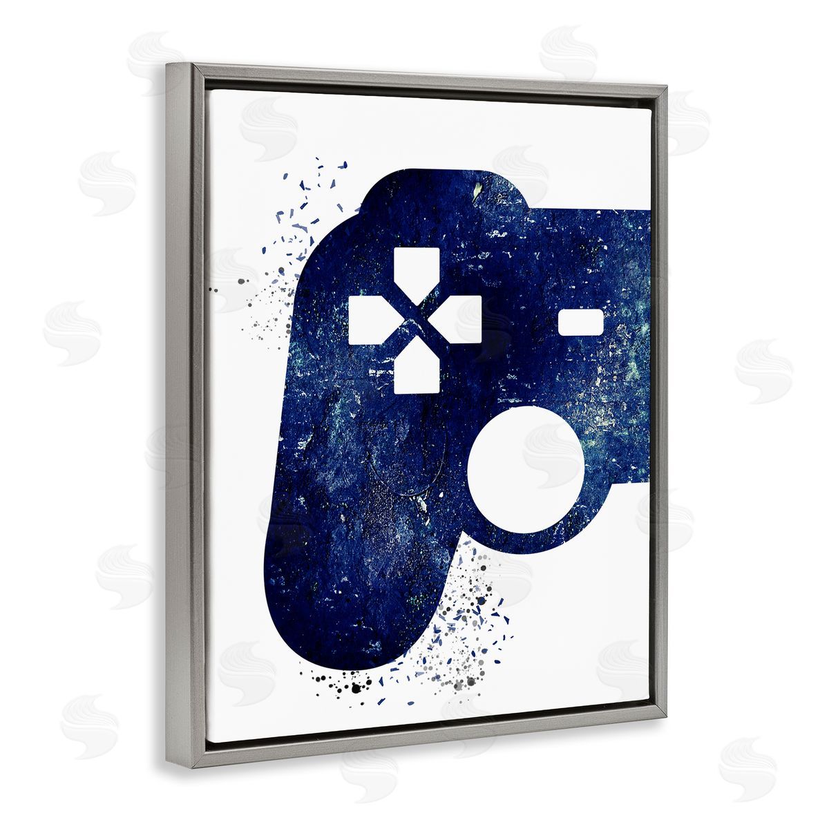 Kim Allen Distressed Controller Outline Gray Floating Frame Canvas Wall Art Print