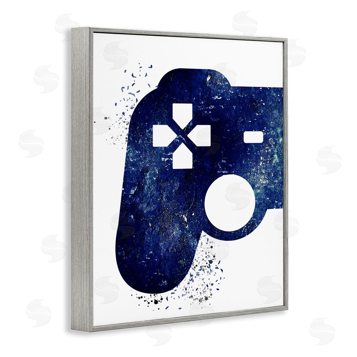 Kim Allen Distressed Controller Outline Gray Framed Giclee Wall Art Print