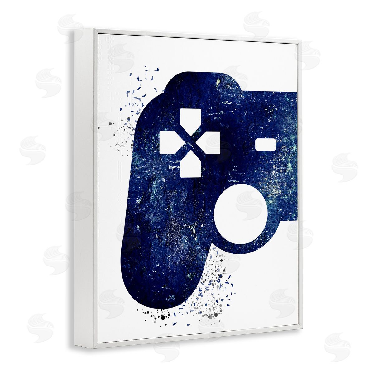 Kim Allen Distressed Controller Outline White Framed Giclee Wall Art Print