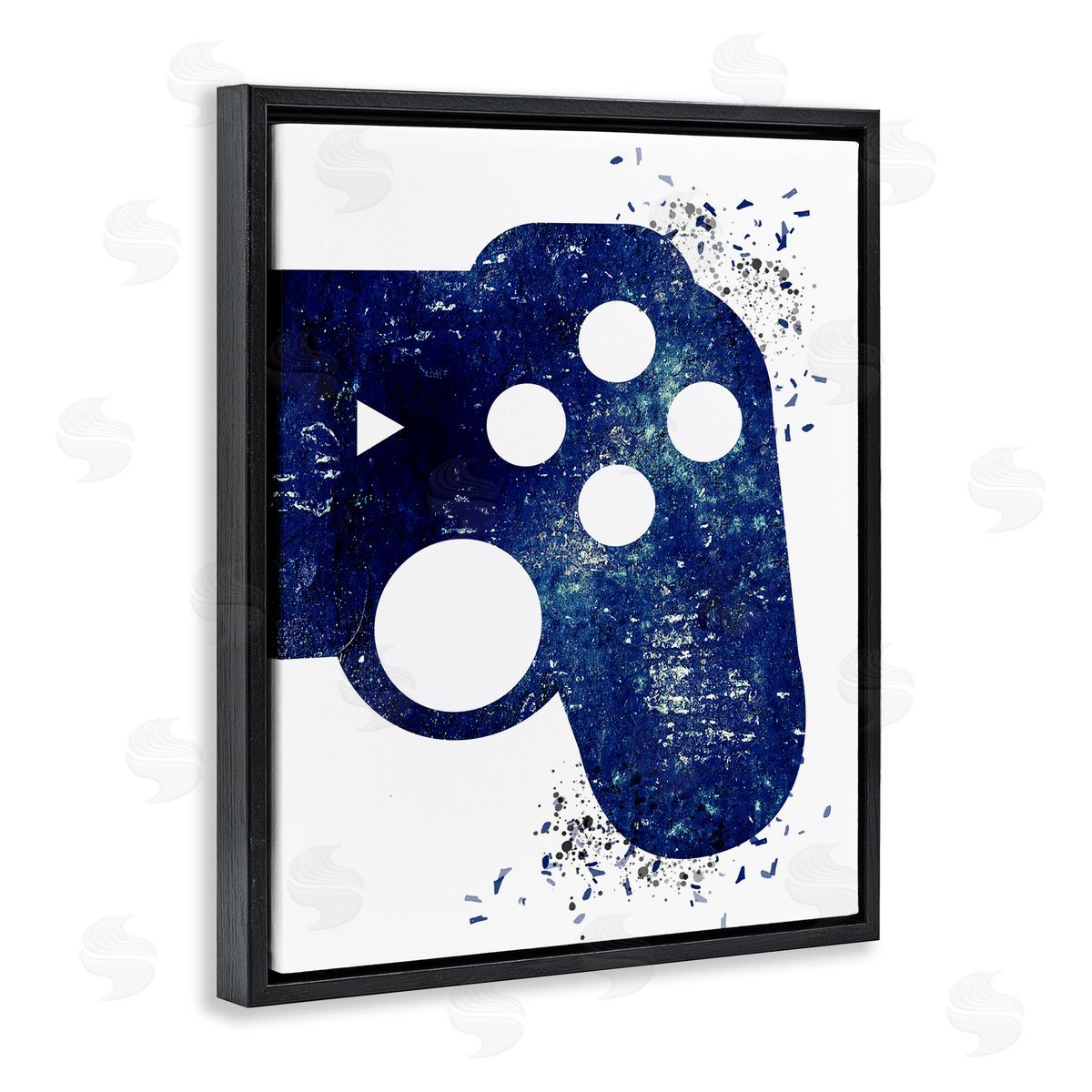 Kim Allen Distressed Detail Gamer Black Floating Frame Canvas Wall Art Print