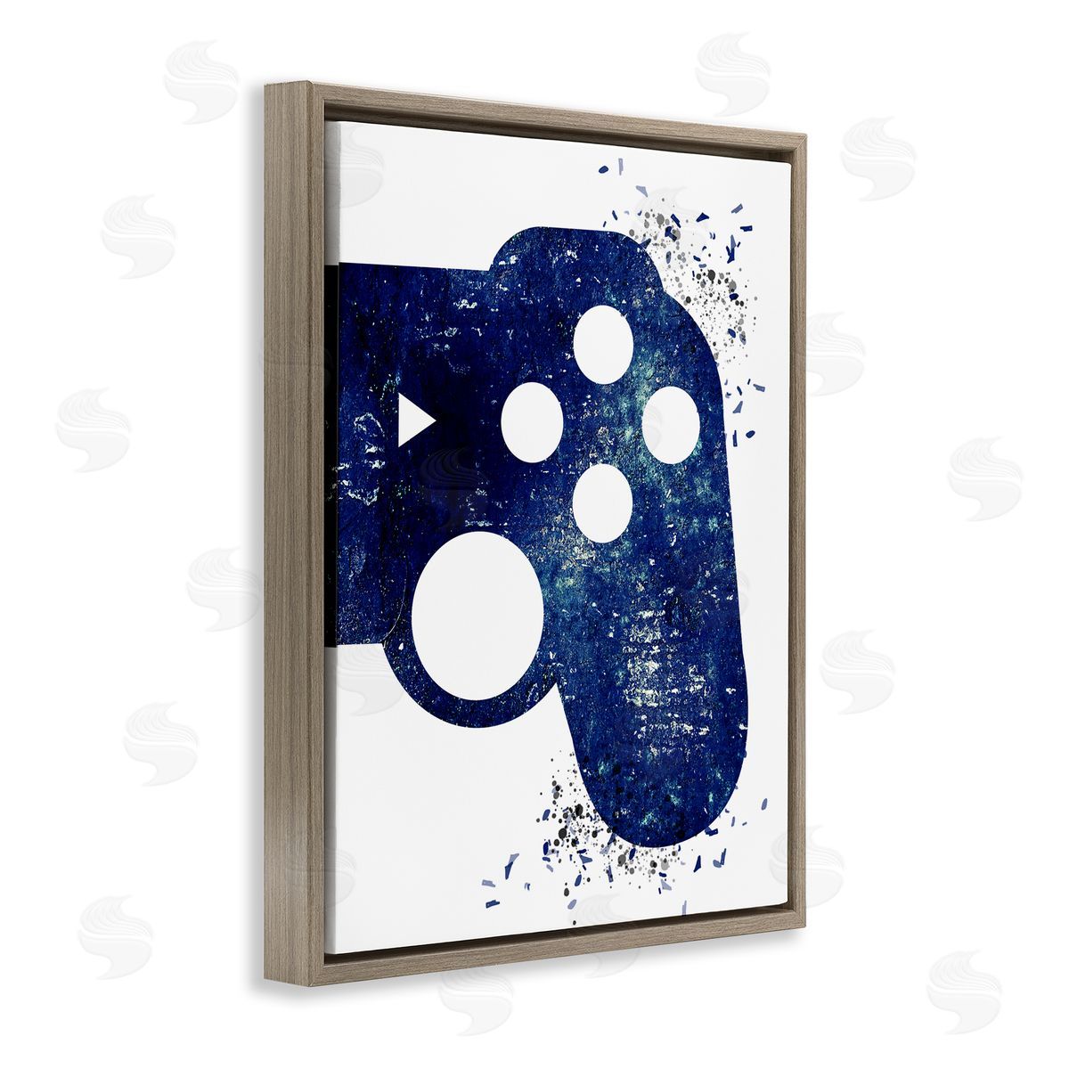 Kim Allen Distressed Detail Gamer Brown Floating Frame Canvas Wall Art Print