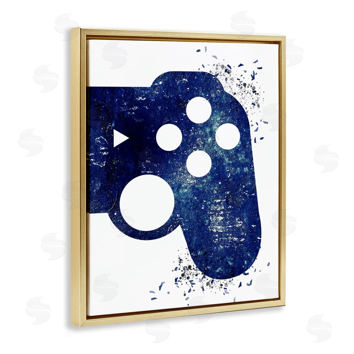 Kim Allen Distressed Detail Gamer Gold Floating Frame Canvas Wall Art Print