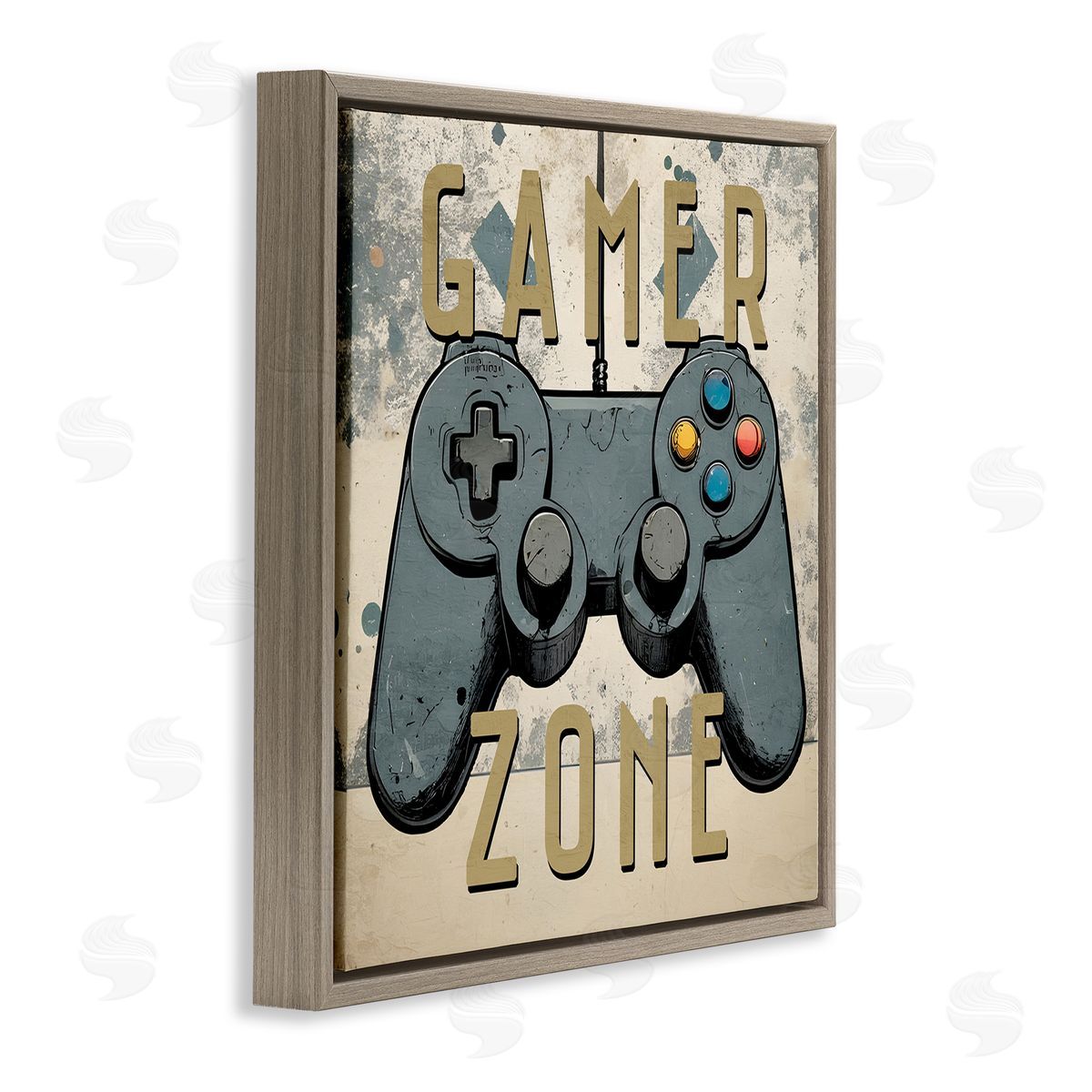 Kim Allen Vintage Gamer Zone Brown Floating Frame Canvas Wall Art Print