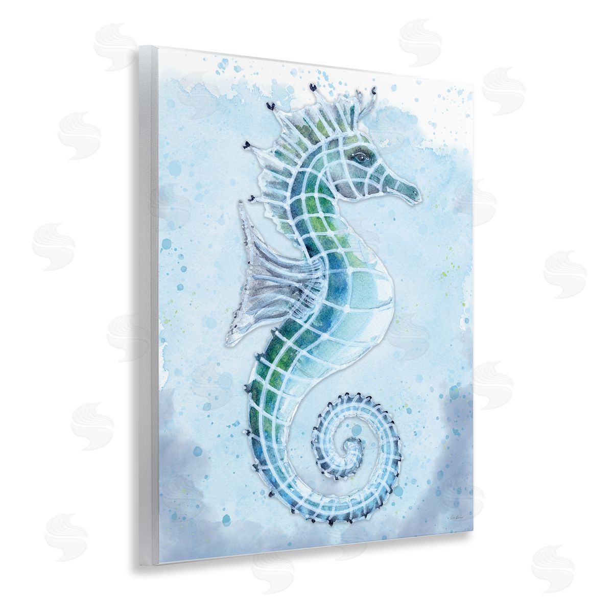 Patti Bishop Stained Glass Seahorse Wooden Wall Plaque Art Print