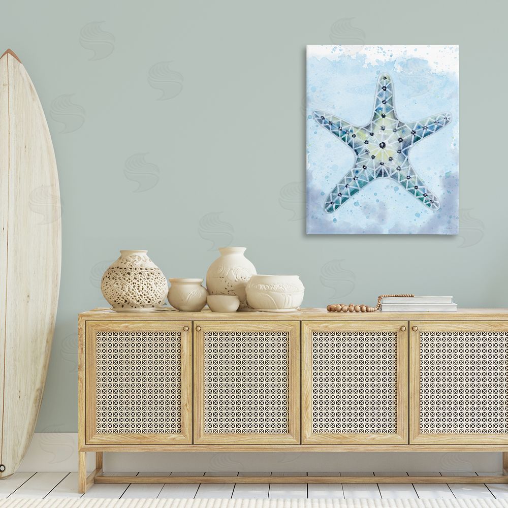 Patti Bishop Stained Glass Starfish Canvas Wall Art Print in Room