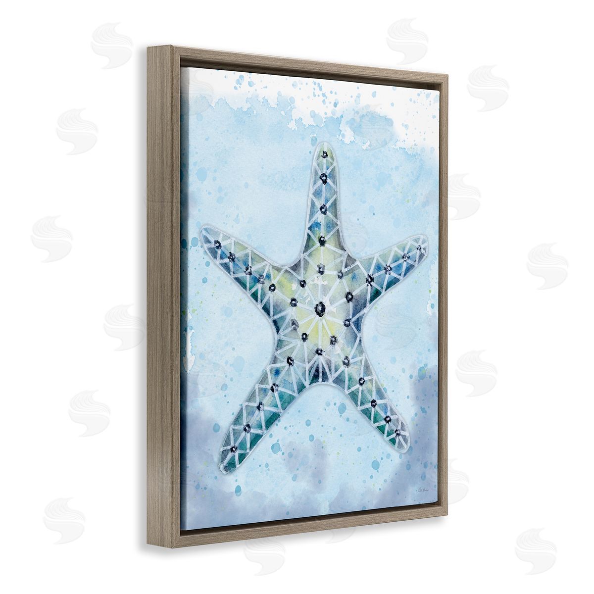 Patti Bishop Stained Glass Starfish Brown Floating Frame Canvas Wall Art Print