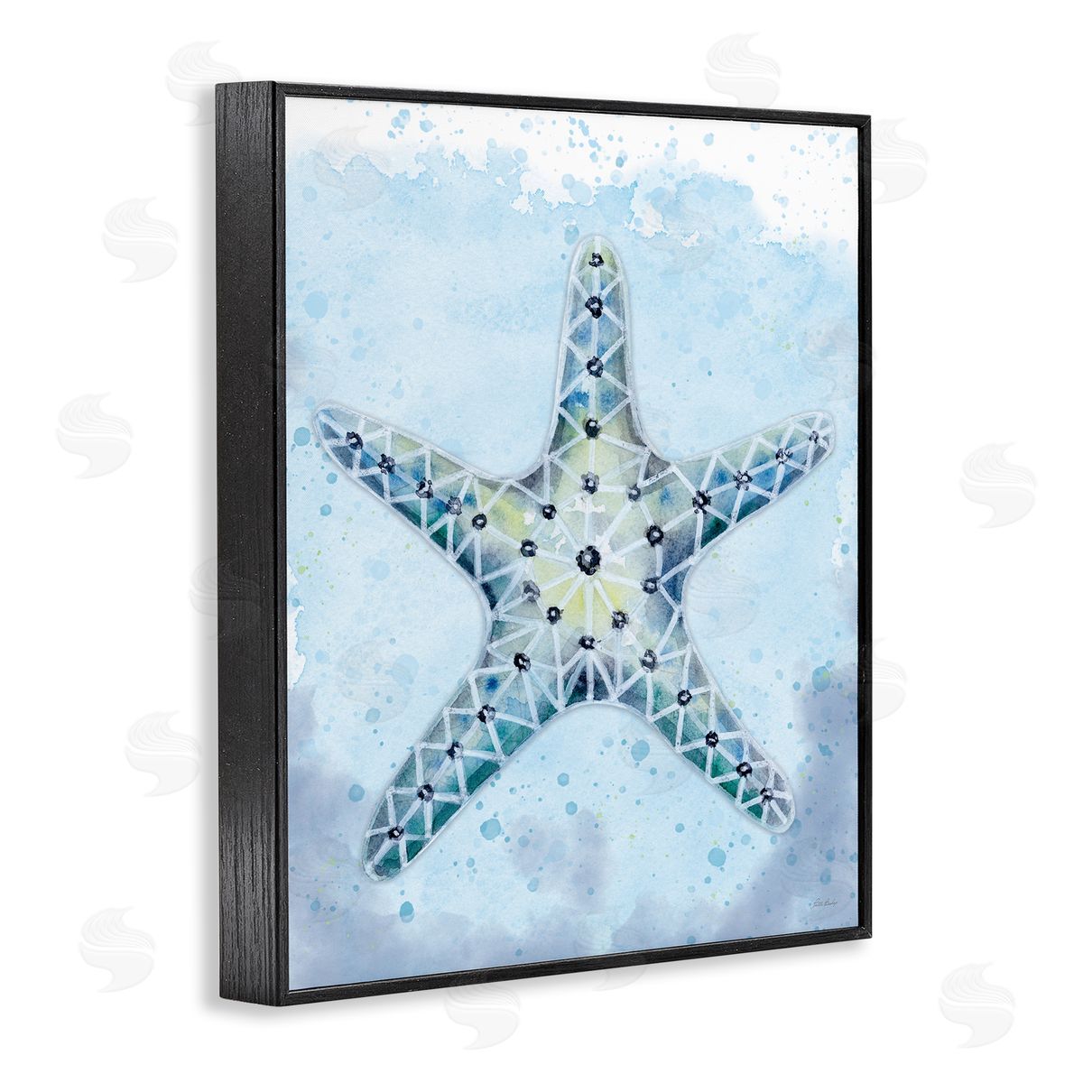 Patti Bishop Stained Glass Starfish Black Framed Giclee Wall Art Print
