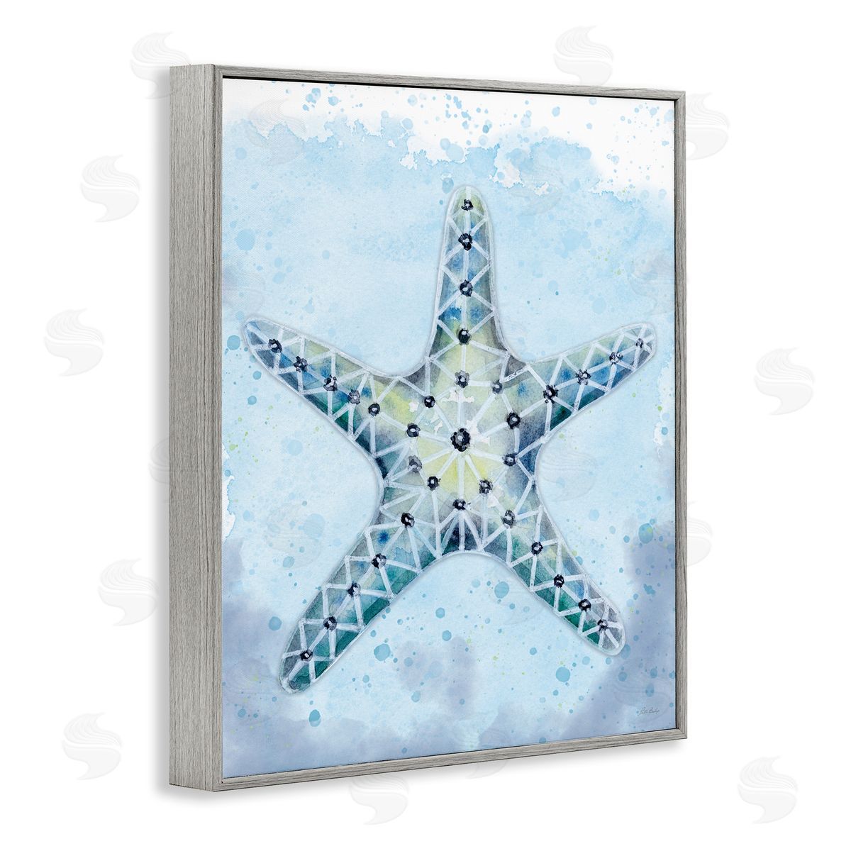 Patti Bishop Stained Glass Starfish Gray Framed Giclee Wall Art Print