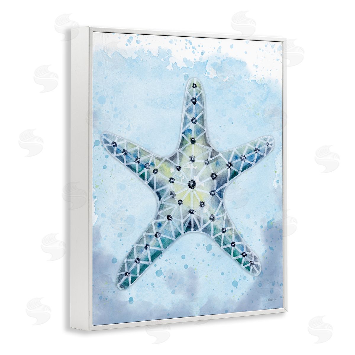 Patti Bishop Stained Glass Starfish White Framed Giclee Wall Art Print