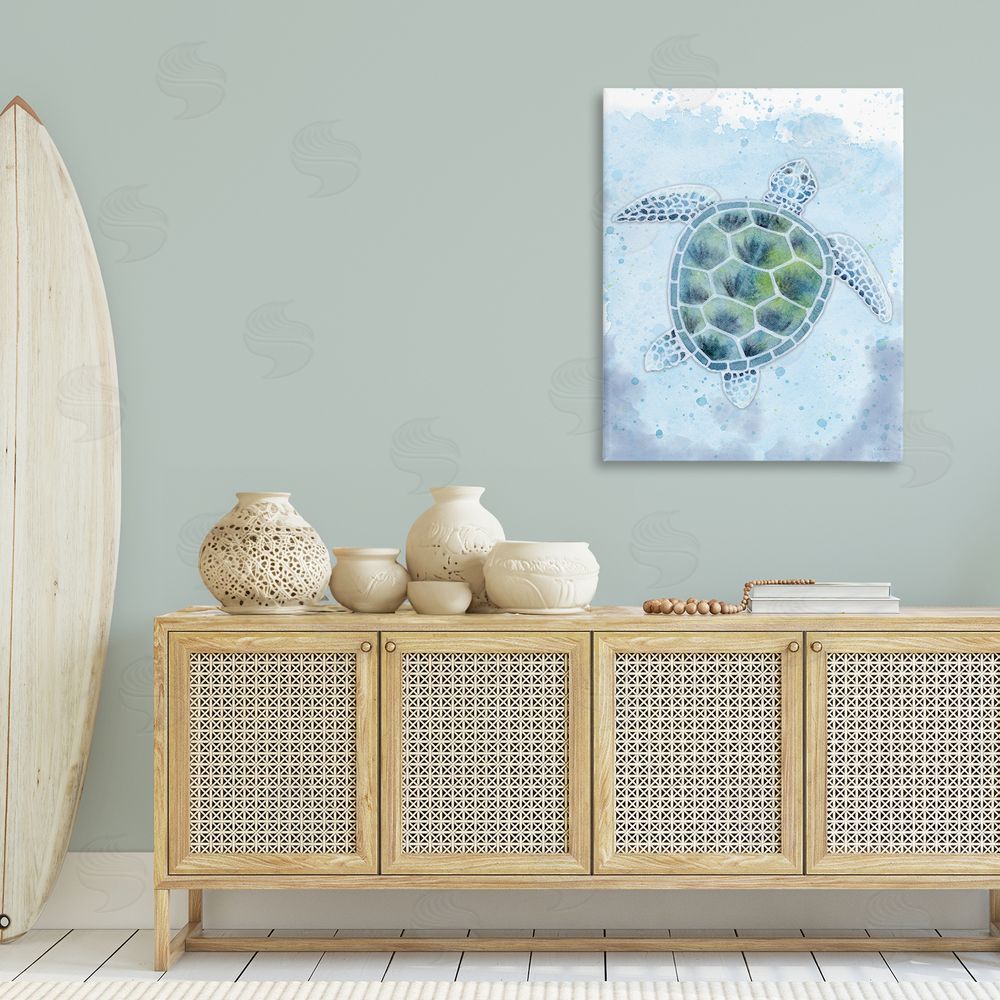 Patti Bishop Stained Glass Turtle Canvas Wall Art Print in Room