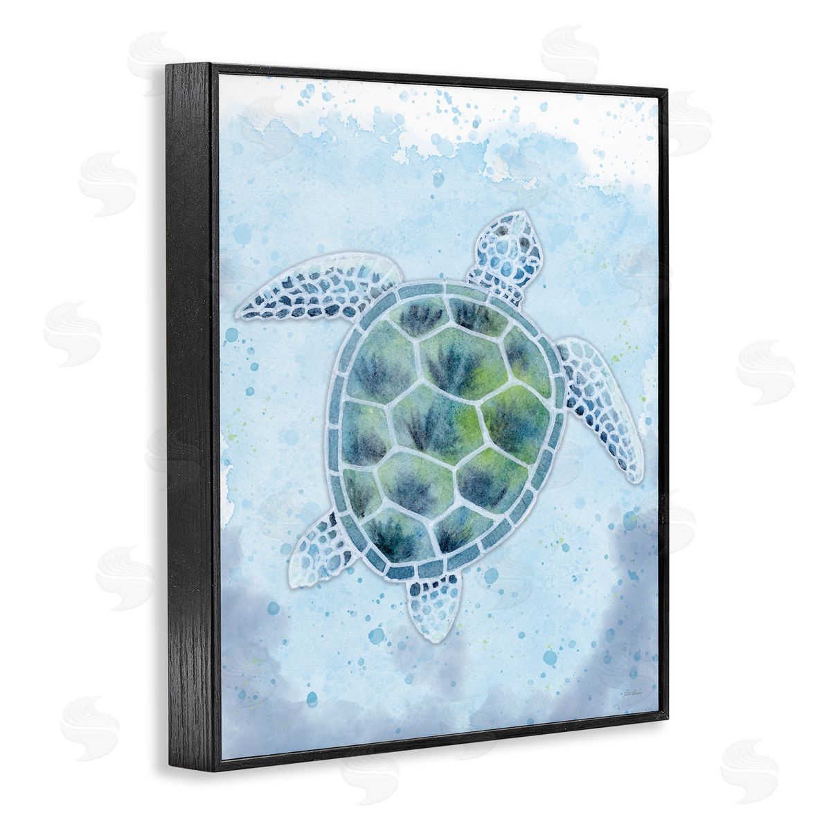 Patti Bishop Stained Glass Turtle Black Framed Giclee Wall Art Print