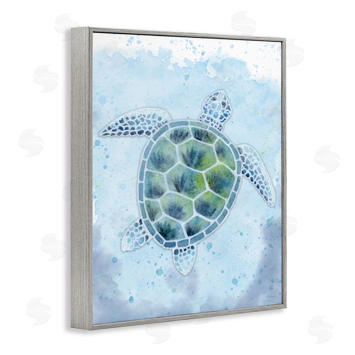Patti Bishop Stained Glass Turtle Gray Framed Giclee Wall Art Print
